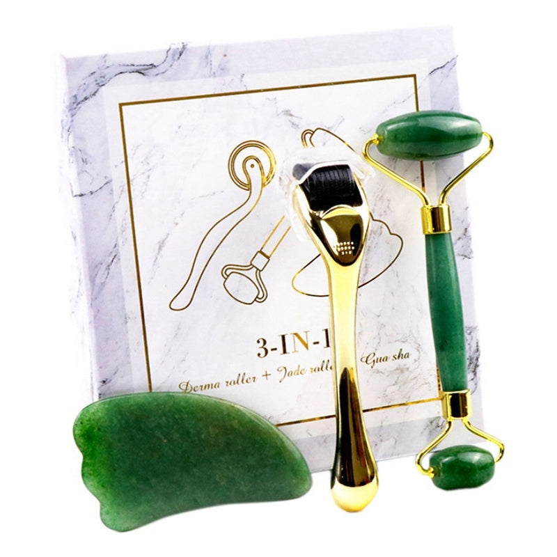 Micro-needle Powder Crystal Roller Jade Massager Face Scraping Board Beauty Spa Set Micro-needle Powder Crystal Roller Jade Massager Face Scraping Board Beauty Spa Set
