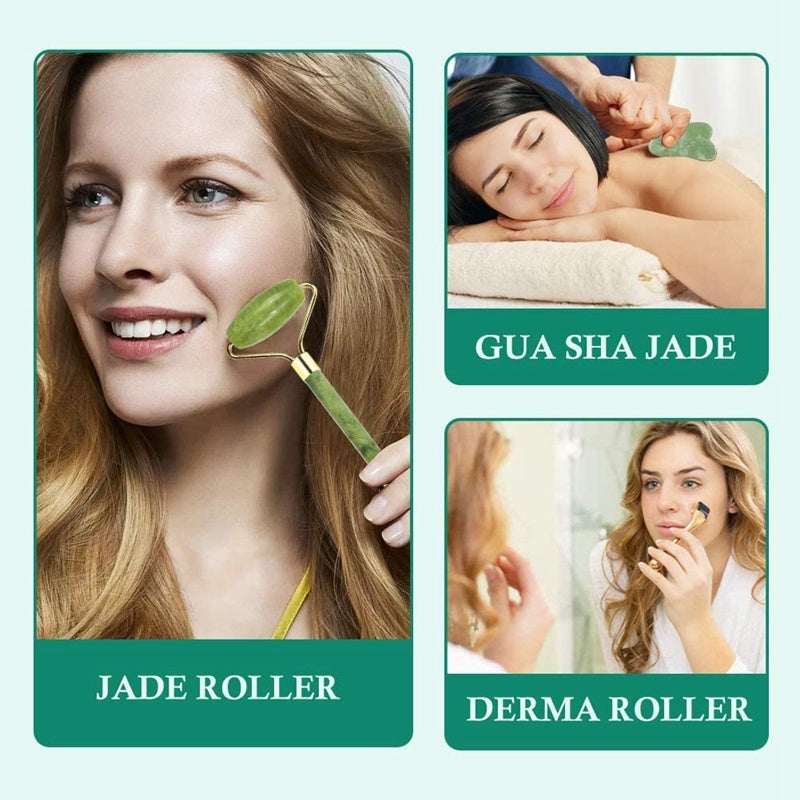 Micro-needle Powder Crystal Roller Jade Massager Face Scraping Board Beauty Spa Set Micro-needle Powder Crystal Roller Jade Massager Face Scraping Board Beauty Spa Set