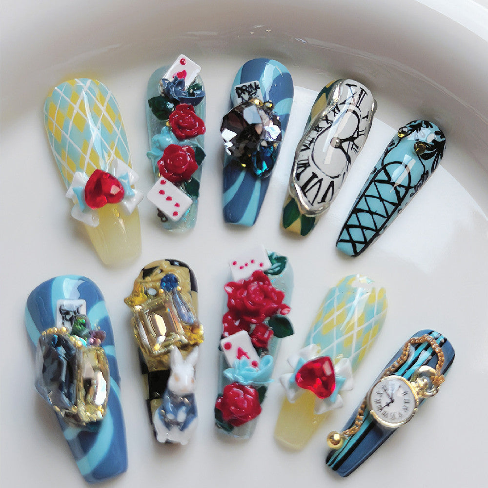 Fairy Tale Hand-painted White Hot Girl Manicure Customization Fake Nails Size Fairy Tale Hand-painted White Hot Girl Manicure Customization Fake Nails Size
