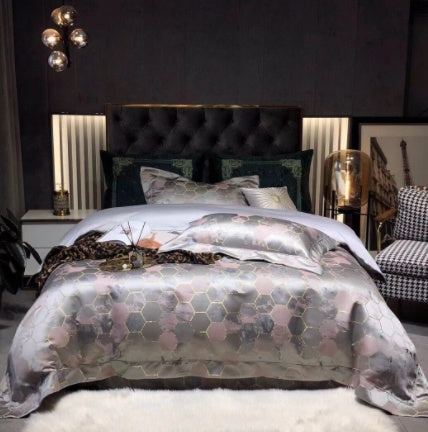 Luxury Retro Style Black Gold 120 Yarn-dyed Jacquard Cotton Bed Four-piece Set Luxury Retro Style Black Gold 120 Yarn-dyed Jacquard Cotton Bed Four-piece Set