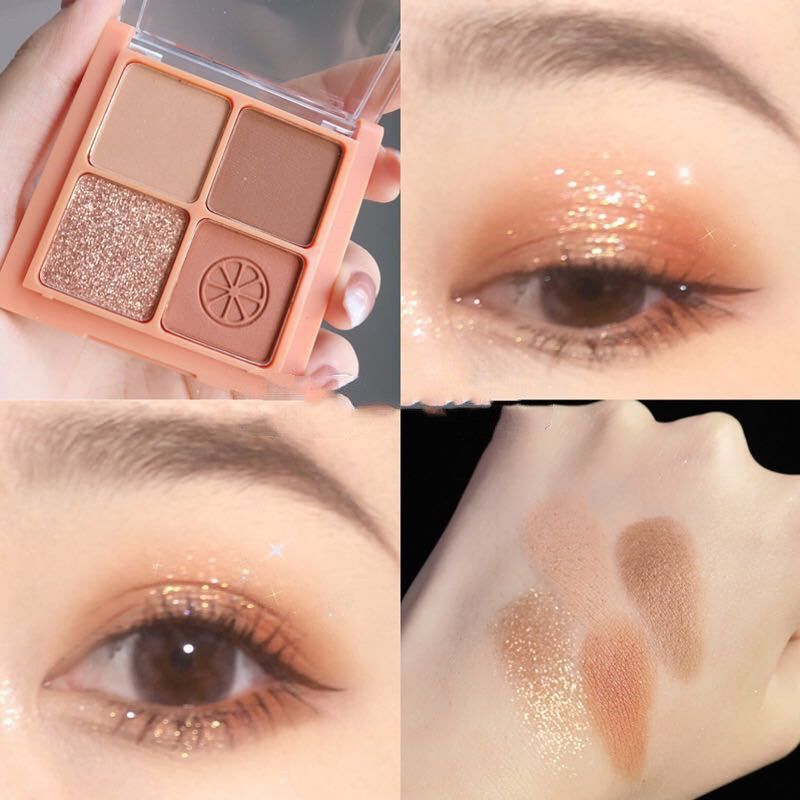 Four-color Eyeshadow Palette Matte Pearlescent Earth Gray Purple Waterproof Sequin Glitter Student Four-color Eyeshadow Palette Matte Pearlescent Earth Gray Purple Waterproof Sequin Glitter Student