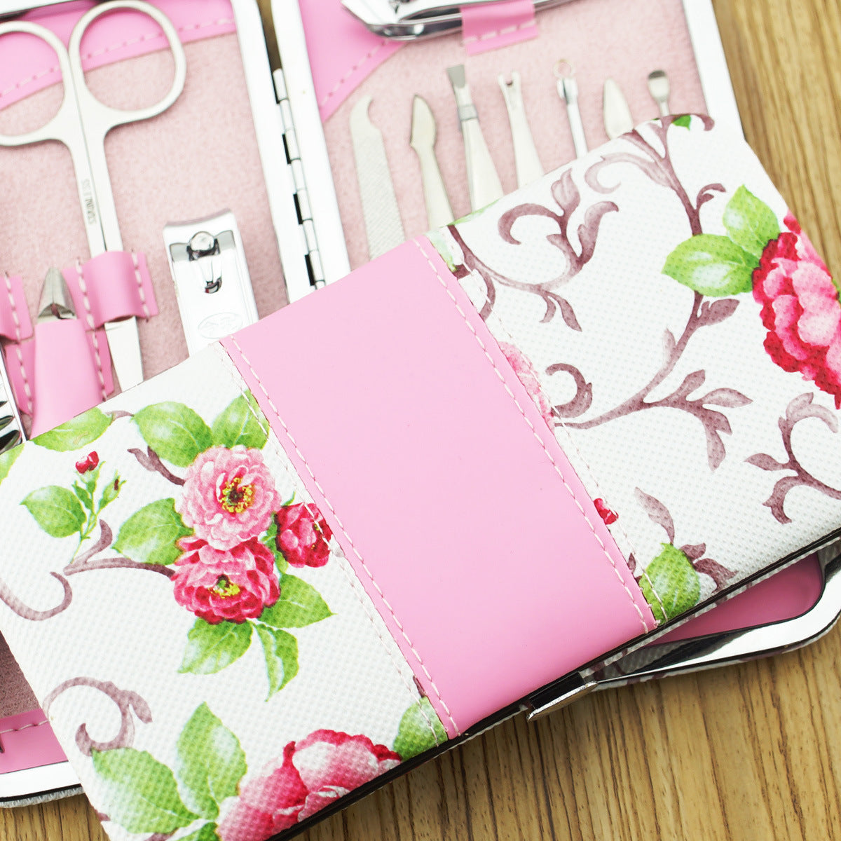 Nail Clipper Set Stainless Steel 12 Piece Pink Flower Nail Scissors Manicure manicure tools rose -12 Nail Clipper Set Stainless Steel 12 Piece Pink Flower Nail Scissors Manicure manicure tools rose -12