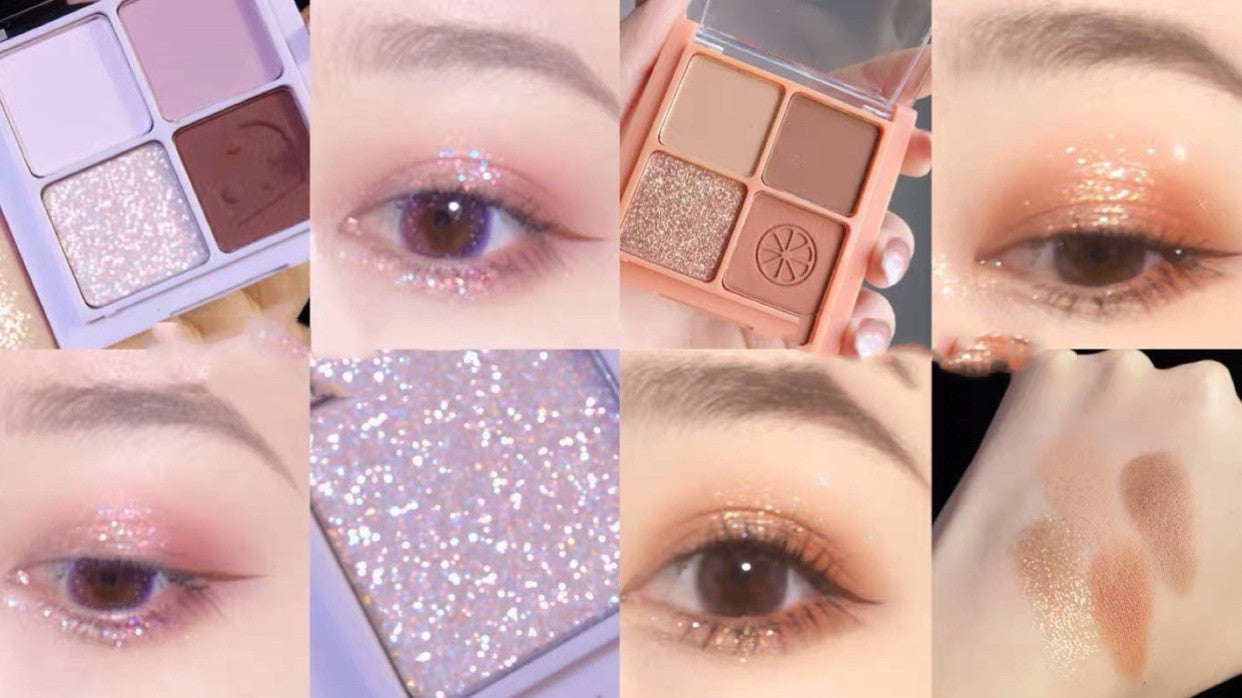 Four-color Eyeshadow Palette Matte Pearlescent Earth Gray Purple Waterproof Sequin Glitter Student Four-color Eyeshadow Palette Matte Pearlescent Earth Gray Purple Waterproof Sequin Glitter Student