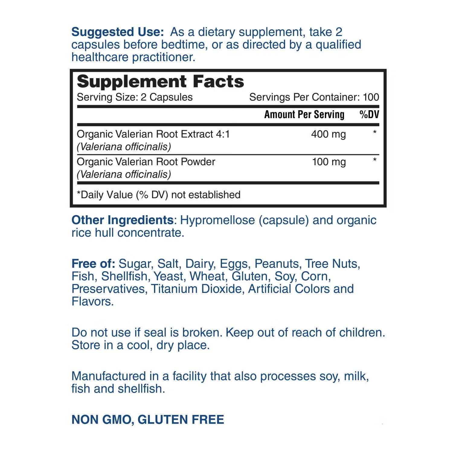 Valerian Root 500mg - 200 Vegetarian Capsules (100 Servings) Valerian Root 500mg - 200 Vegetarian Capsules (100 Servings)