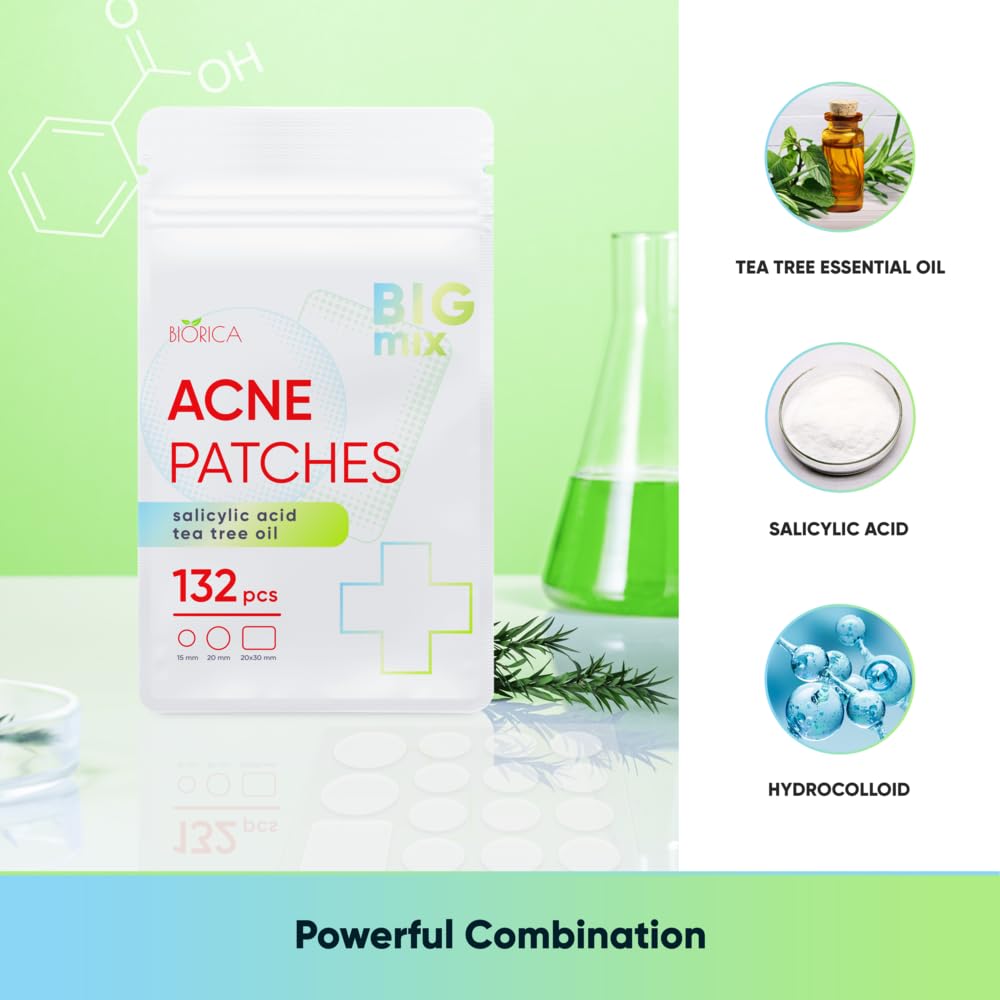 Pimple Patches for Face with Tea Tree Oil 132 pcs. Hydrocolloid Acne Pimple Patches. Blemish Patches, Acne Dots, Pimple Stickers, Acne Patch and Pimple Patch Pimple Patches for Face with Tea Tree Oil 132 pcs. Hydrocolloid Acne Pimple Patches. Blemish Patches, Acne Dots, Pimple Stickers, Acne Patch and Pimple Patch