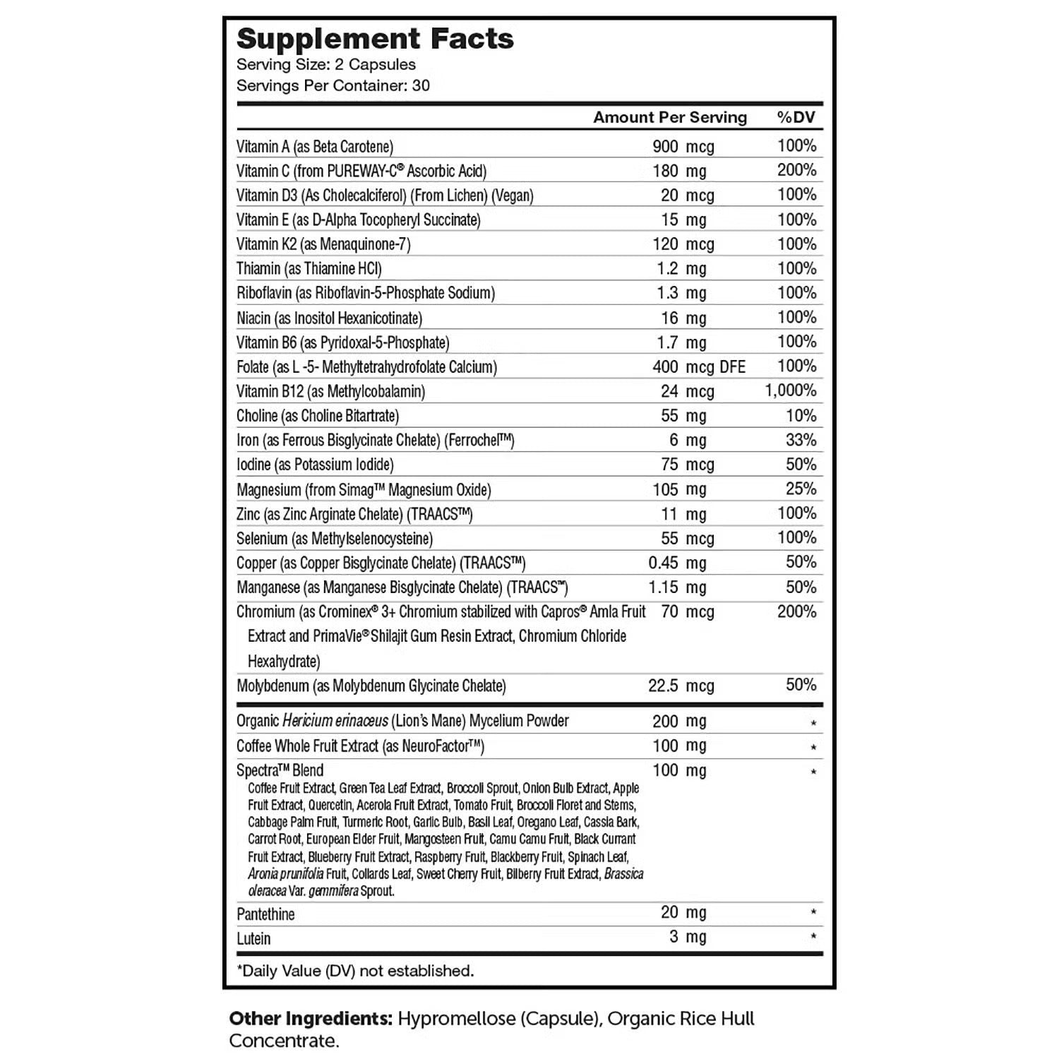 Multi Vitamin Brainfood - 60 Capsules (30 Servings) Multi Vitamin Brainfood - 60 Capsules (30 Servings)