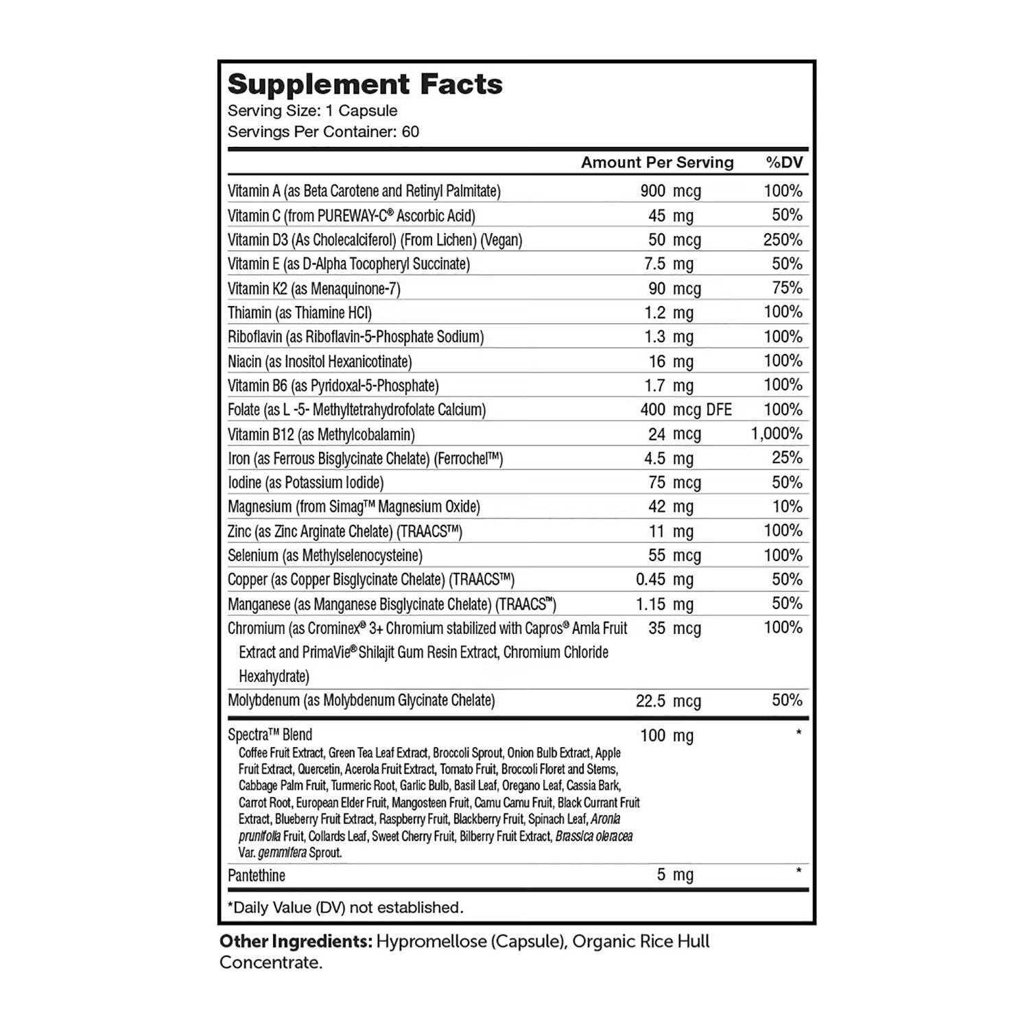 Multi Vitamin - 60 Capsules (60 Servings) Multi Vitamin - 60 Capsules (60 Servings)