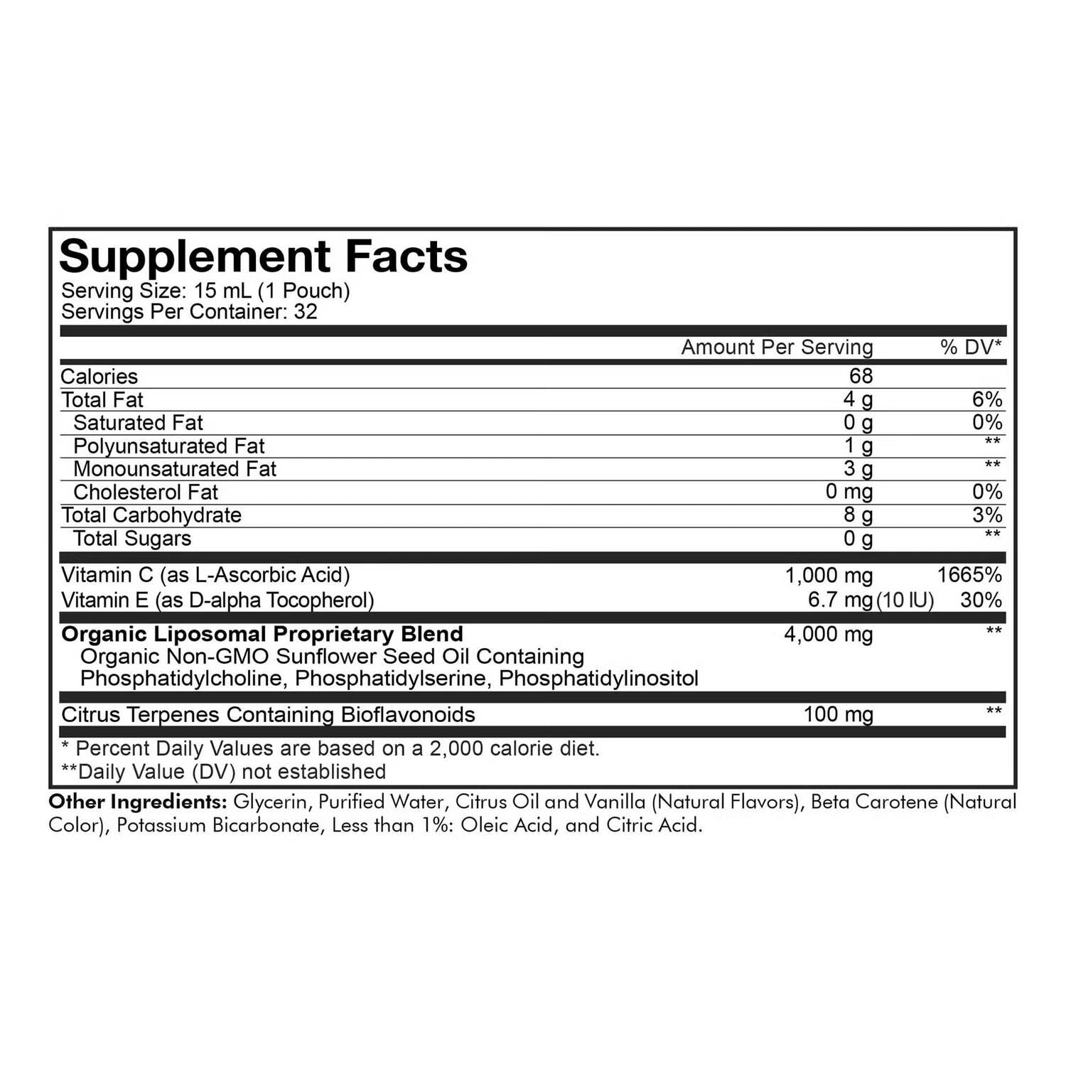 Liposomal Vitamin C Sachet - Citrus Vanilla - 32 Pouches (32 Servings) Liposomal Vitamin C Sachet - Citrus Vanilla - 32 Pouches (32 Servings)