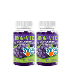 Iron + Vitamin C Gummies - Grape Dippin' Dots - Twin Pack (60 Servings Each)