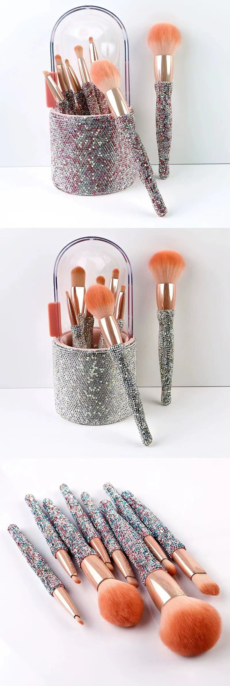 Light Luxury Diamond-embedded Makeup Brush Set 8 High-end Makeup Brushes Suit Light Luxury Diamond-embedded Makeup Brush Set 8 High-end Makeup Brushes Suit