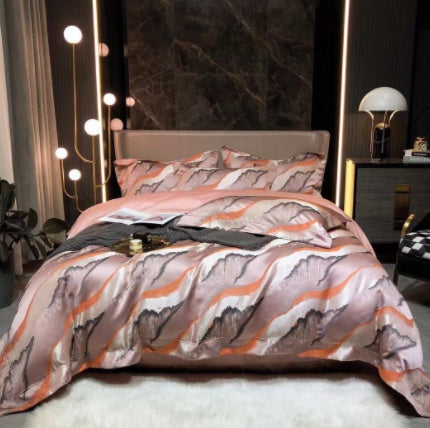 Luxury Retro Style Black Gold 120 Yarn-dyed Jacquard Cotton Bed Four-piece Set Luxury Retro Style Black Gold 120 Yarn-dyed Jacquard Cotton Bed Four-piece Set