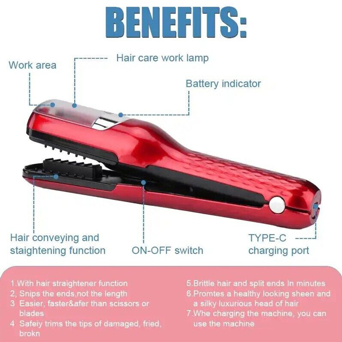 Split-Ender Mini - Automatic, Hair Repair Split End Remover Trimmer For Dry, Splitting, Damaged And Brittle Split Ends, Men And Women Hair Styling Beauty Tool Split-Ender Mini - Automatic, Hair Repair Split End Remover Trimmer For Dry, Splitting, Damaged And Brittle Split Ends, Men And Women Hair Styling Beauty Tool
