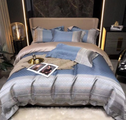 Luxury Retro Style Black Gold 120 Yarn-dyed Jacquard Cotton Bed Four-piece Set Luxury Retro Style Black Gold 120 Yarn-dyed Jacquard Cotton Bed Four-piece Set