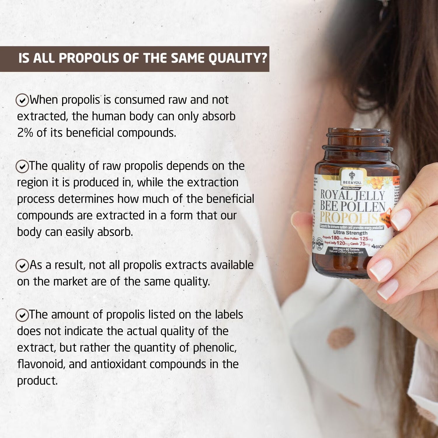 Triple Bee Complex: Royal Jelly Bee Pollen Propolis 500mg - 60 Tablets (30 Servings) Triple Bee Complex: Royal Jelly Bee Pollen Propolis 500mg - 60 Tablets (30 Servings)