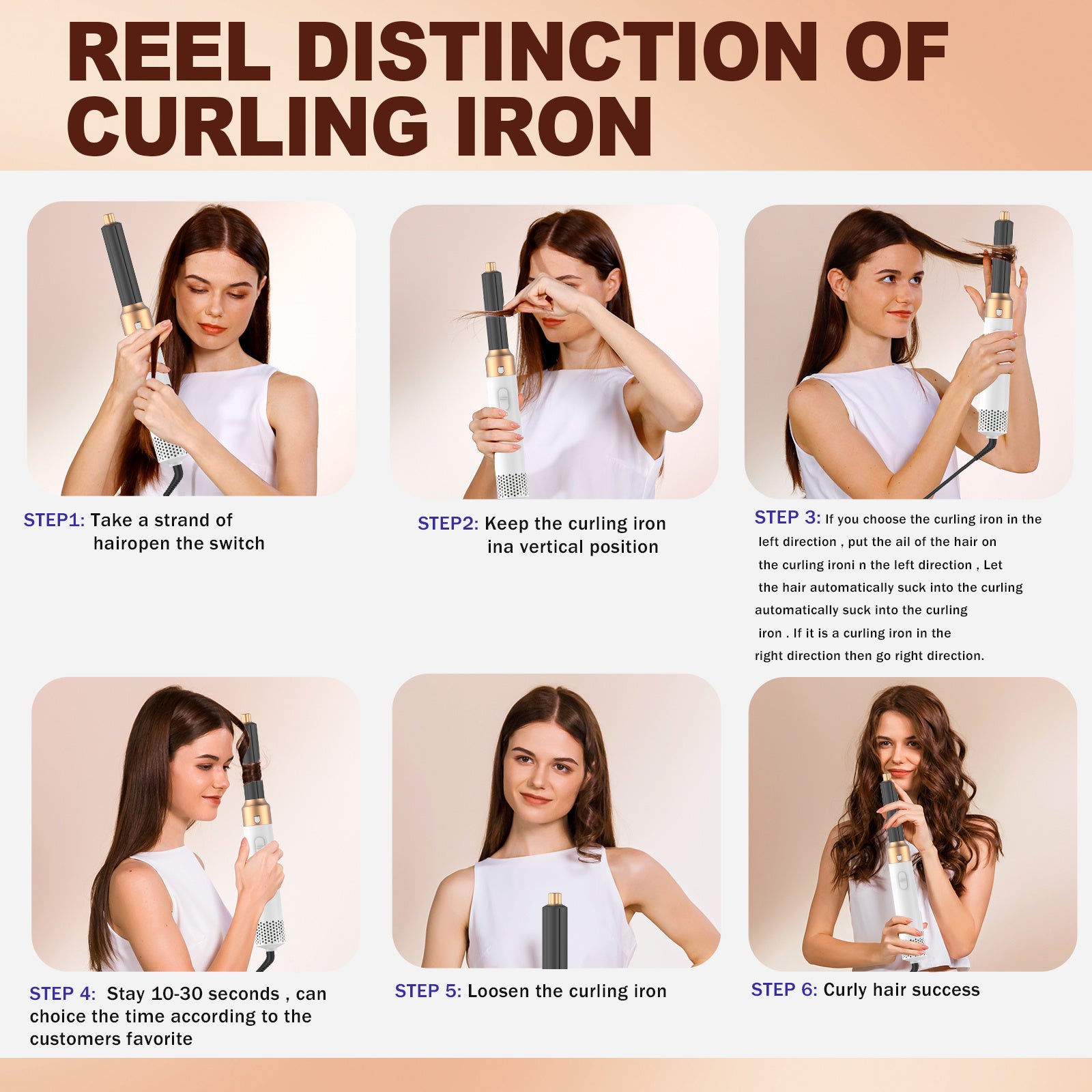 Hair Dryer Brush, Hot Air Brush, 5 In 1 Blow Dryer Brush For Drying Straightening Curling Volumizing Multi Hair Style, White Gold Hair Dryer Brush, Hot Air Brush, 5 In 1 Blow Dryer Brush For Drying Straightening Curling Volumizing Multi Hair Style, White Gold