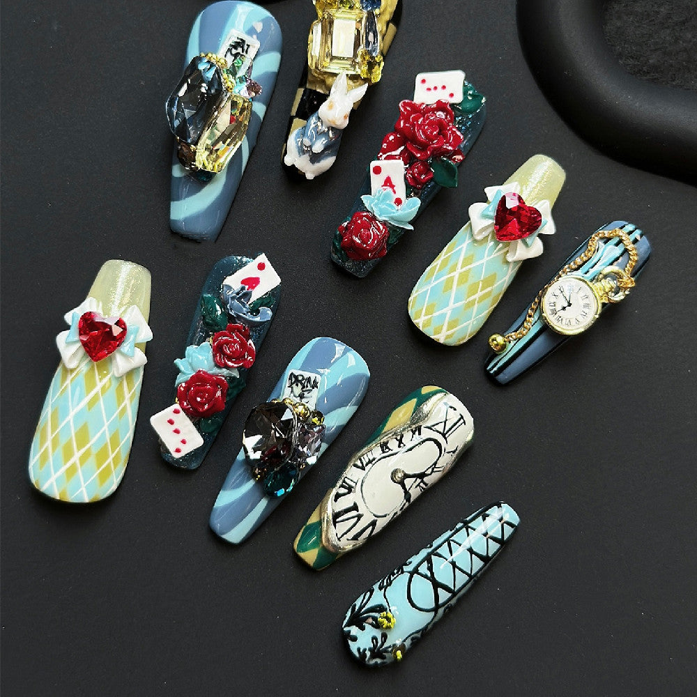 Fairy Tale Hand-painted White Hot Girl Manicure Customization Fake Nails Size Fairy Tale Hand-painted White Hot Girl Manicure Customization Fake Nails Size