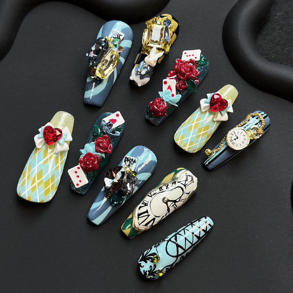 Fairy Tale Hand-painted White Hot Girl Manicure Customization Fake Nails Size Fairy Tale Hand-painted White Hot Girl Manicure Customization Fake Nails Size