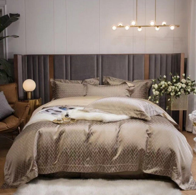 Luxury Retro Style Black Gold 120 Yarn-dyed Jacquard Cotton Bed Four-piece Set Luxury Retro Style Black Gold 120 Yarn-dyed Jacquard Cotton Bed Four-piece Set