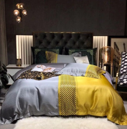 Luxury Retro Style Black Gold 120 Yarn-dyed Jacquard Cotton Bed Four-piece Set Luxury Retro Style Black Gold 120 Yarn-dyed Jacquard Cotton Bed Four-piece Set