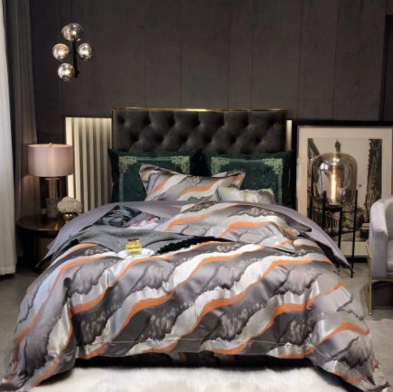 Luxury Retro Style Black Gold 120 Yarn-dyed Jacquard Cotton Bed Four-piece Set Luxury Retro Style Black Gold 120 Yarn-dyed Jacquard Cotton Bed Four-piece Set
