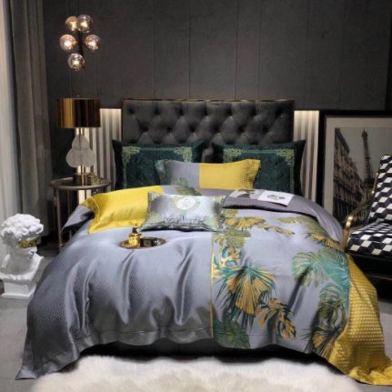Luxury Retro Style Black Gold 120 Yarn-dyed Jacquard Cotton Bed Four-piece Set Luxury Retro Style Black Gold 120 Yarn-dyed Jacquard Cotton Bed Four-piece Set