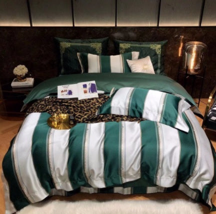Luxury Retro Style Black Gold 120 Yarn-dyed Jacquard Cotton Bed Four-piece Set Luxury Retro Style Black Gold 120 Yarn-dyed Jacquard Cotton Bed Four-piece Set