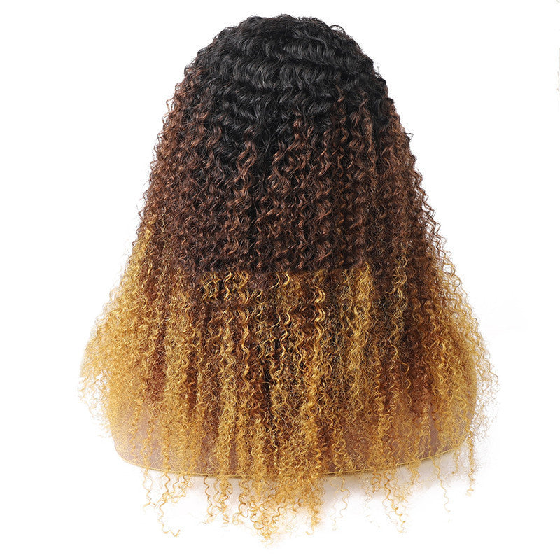 Real Hair Full Mechanism Headgear Three-color Smooth Hair Cover Kinky Curly Wigs Real Hair Full Mechanism Headgear Three-color Smooth Hair Cover Kinky Curly Wigs