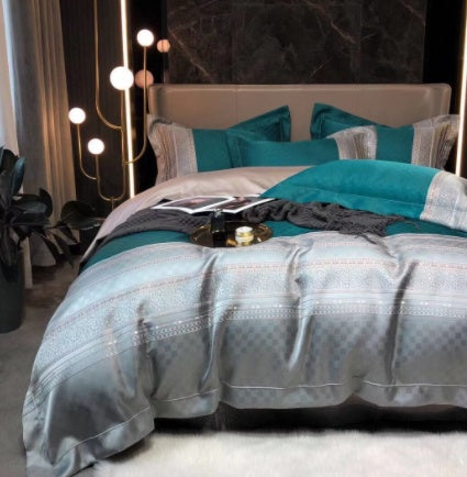 Luxury Retro Style Black Gold 120 Yarn-dyed Jacquard Cotton Bed Four-piece Set Luxury Retro Style Black Gold 120 Yarn-dyed Jacquard Cotton Bed Four-piece Set