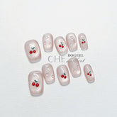 Hand-painted Cherry Hand-worn Manicure