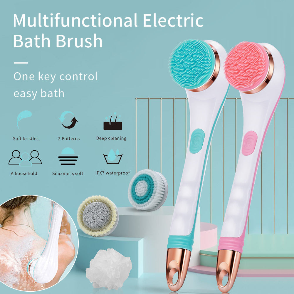 Electric Bath Brush Silicone Back Scrubber USB Rechargeable 2 Speeds Rotating Shower Brush Spa Waterproof Body Cleaning Brush Electric Bath Brush Silicone Back Scrubber USB Rechargeable 2 Speeds Rotating Shower Brush Spa Waterproof Body Cleaning Brush