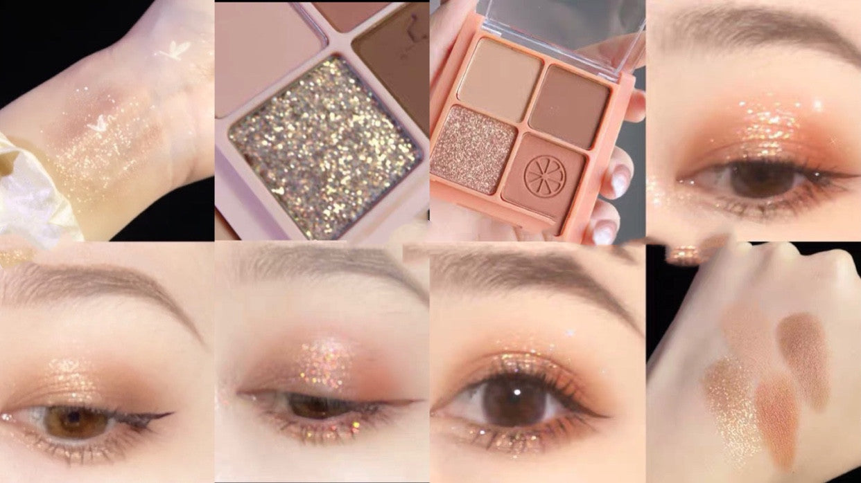 Four-color Eyeshadow Palette Matte Pearlescent Earth Gray Purple Waterproof Sequin Glitter Student Four-color Eyeshadow Palette Matte Pearlescent Earth Gray Purple Waterproof Sequin Glitter Student