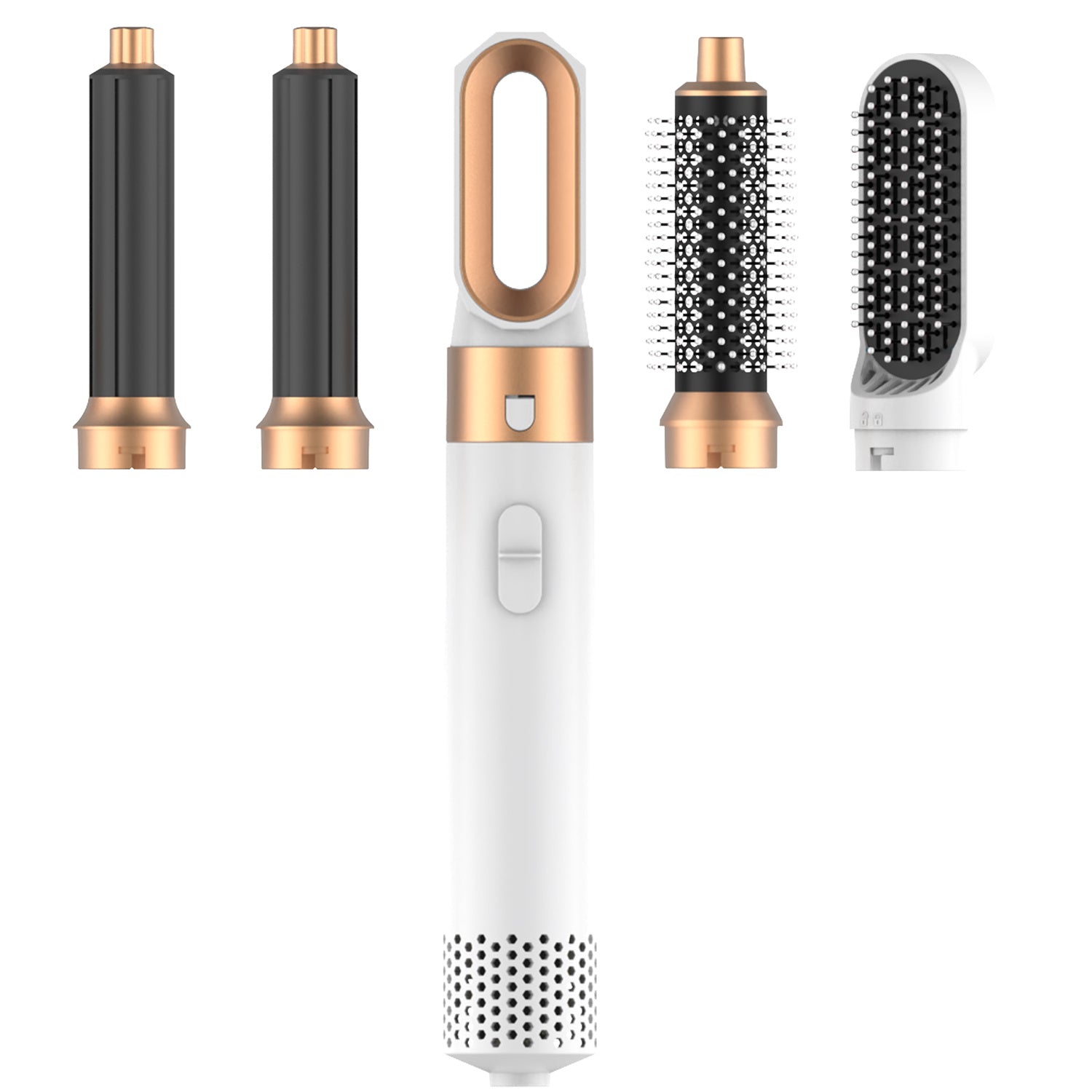 Hair Dryer Brush, Hot Air Brush, 5 In 1 Blow Dryer Brush For Drying Straightening Curling Volumizing Multi Hair Style, White Gold Hair Dryer Brush, Hot Air Brush, 5 In 1 Blow Dryer Brush For Drying Straightening Curling Volumizing Multi Hair Style, White Gold