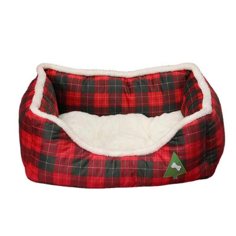 Animals Christmas Sofa Dog Beds Waterproof Bottom Soft Pure Cotton Warm Bed For Dog Xmas Soft Pet Bed CatRemovable Bed Winter