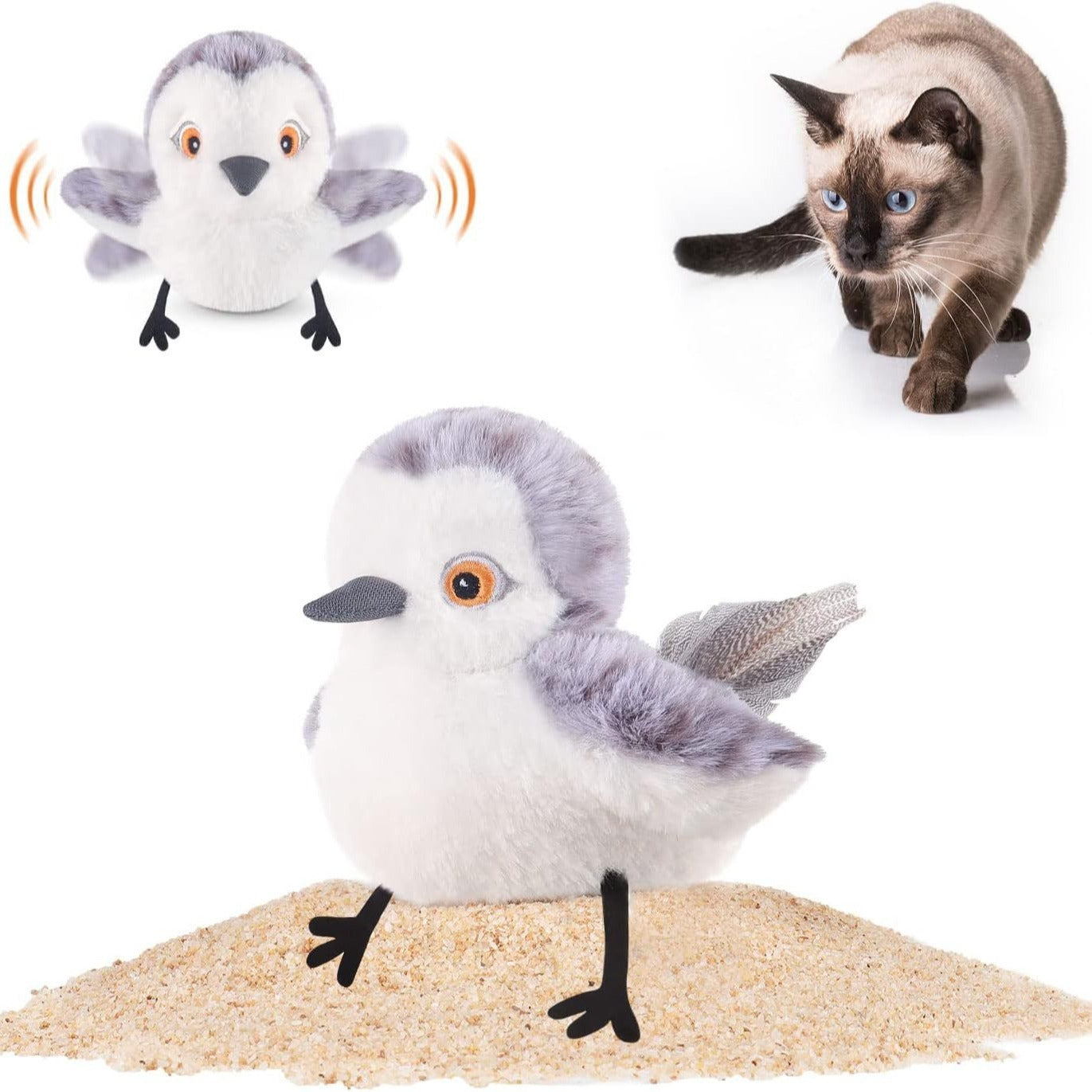 Interactive Cat Plush Toys For Indoor Cats Automatic Flapping Bird Cat Toy USB Rechargeable Electronic Pet Enrichment Toys