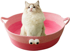 Scratch Cat Bed For Indoor Cats Woven Cotton Rope Cat Beds Round Pet Bed For Puppy And Kitten Washable Small Dog Bed Nest Beds For Cats Kitties Puppy Pets