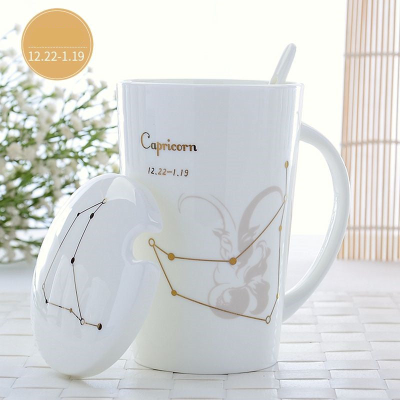 Creative Constellation Mark Ceramic Cup With Lid