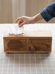 New Chinese Style Solid Wood Radio Tissue Box Ornament