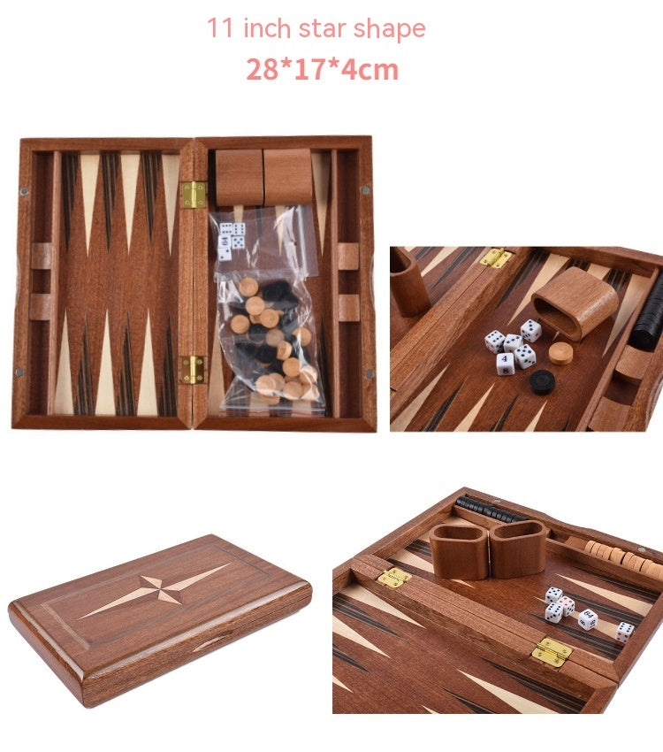 Factory High-grade Wooden Western Backgammon Chess Box Solid Wood Baccarat