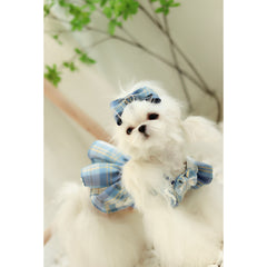 Small Body Blue JK Plaid College Style Cute Suspender Skirt