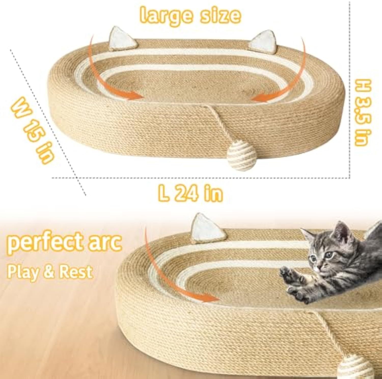 Cat Scratcher Bed 3 In 1 Sisal Cat Scratching Pads Beds Cat Scratchers For Indoor Cats With Anti-Slip