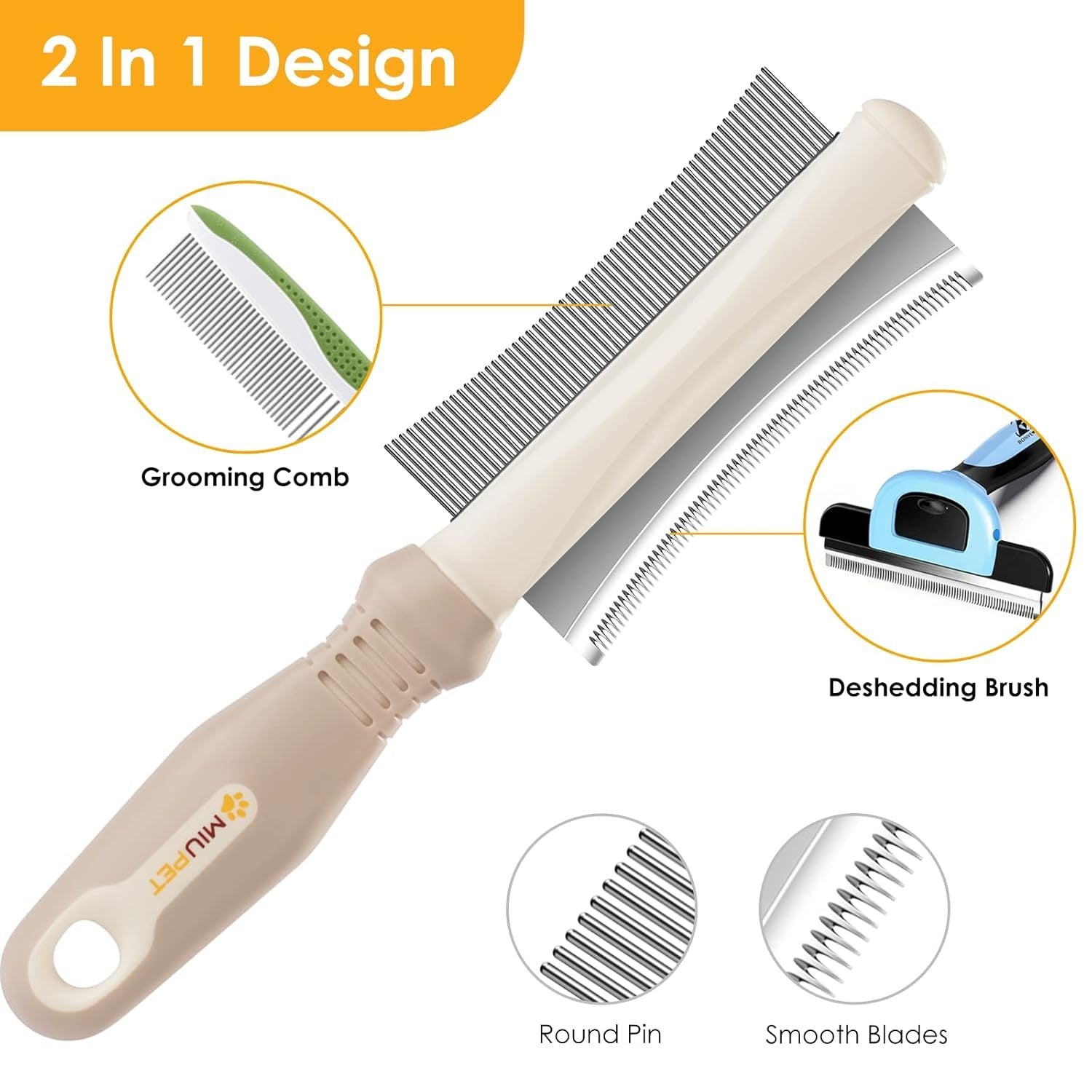 2 In 1 Dog Cat Deshedding Brush Grooming Comb Double Sided Professional Brush For Short Medium Or Long Hair Effectively Remove Dead Floating Hair