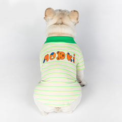 Thin Summer Cotton Green Stripe Polo Shirt Pet Clothes