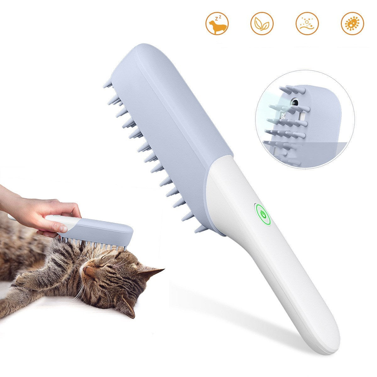 Pet Silicone Massage Brush Deodorant Sterilization Comb Handle Dog Grooming Shaving Massage Cleaning Comb Fur Remove Brush