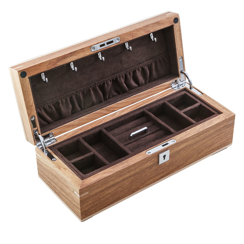 Rosewood Jewelry Storage Box Double Layer With Lock