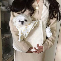 Dog Puppy Bag Handmade Pet Cat Kitten Carrier Outdoor Travel Handbag Canvas Single Shoulder Bag Tote Shoulder Bag Breathable