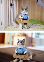 Funny Cat Costume Uniform Suit Cat Clothes Costume Puppy Clothes Dress Up Costume Party Clothing For Cat Cosplay Clothes