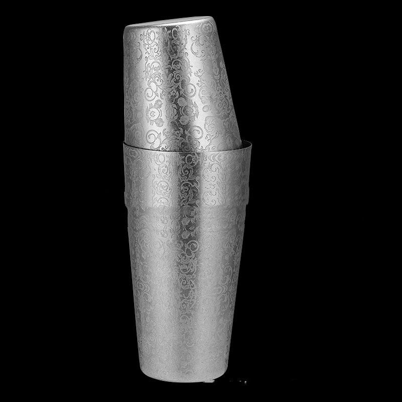 304 Stainless Steel Carved Boston Fancy Cocktail Shaker Foreign Trade Cross-border