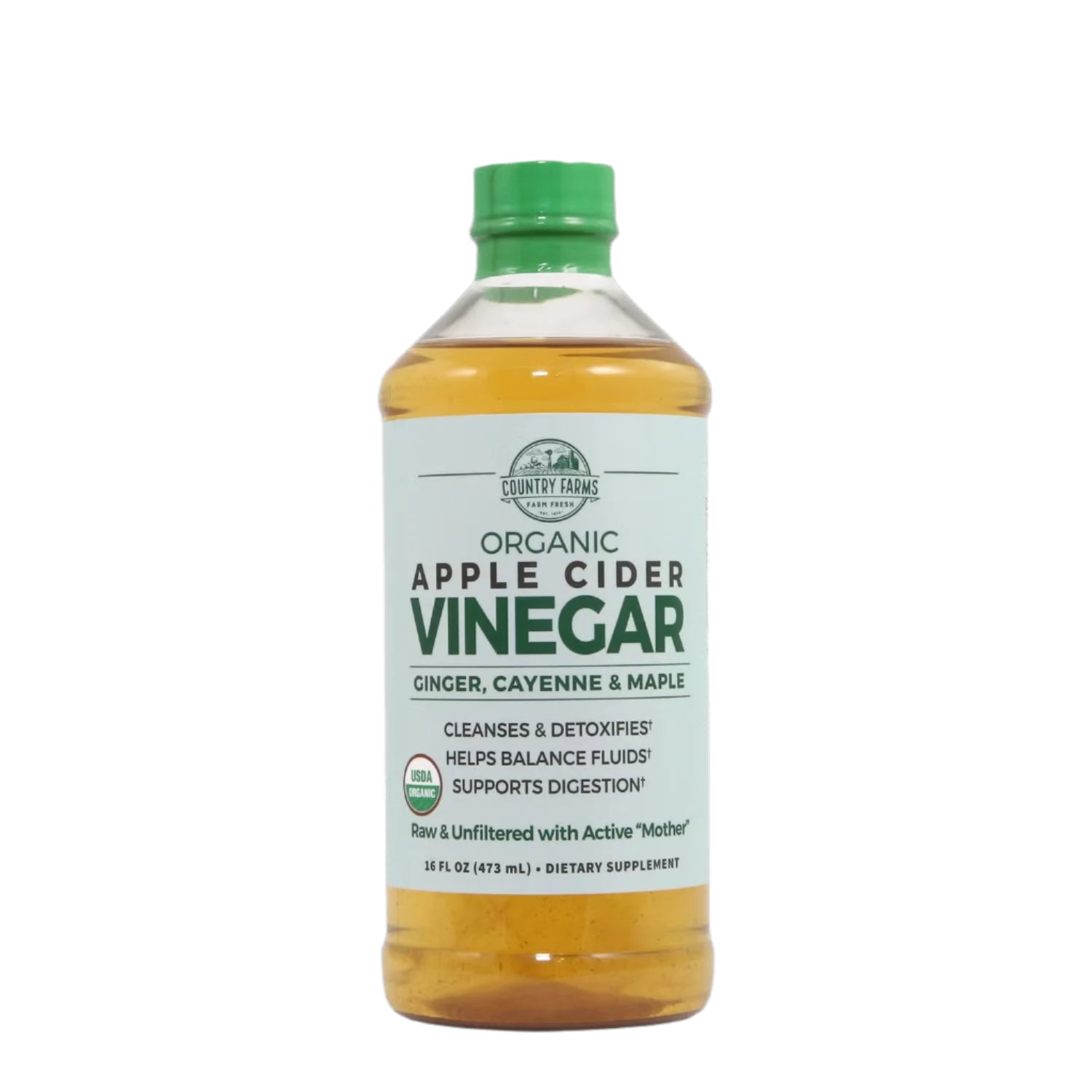 Organic Apple Cider Vinegar - Ginger, Cayenne & Maple - 16 fl oz. (32 Servings)