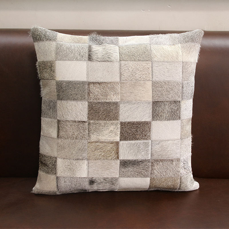 Creative craft small lattice stitching fur pillow