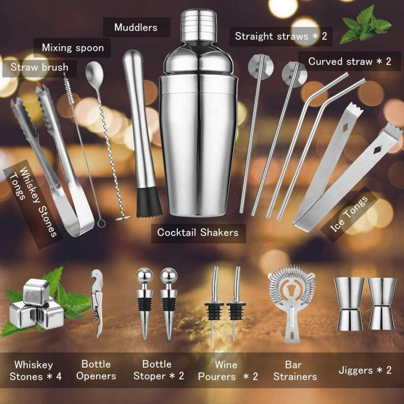 Japanese style 22-piece stainless steel cocktail shaker